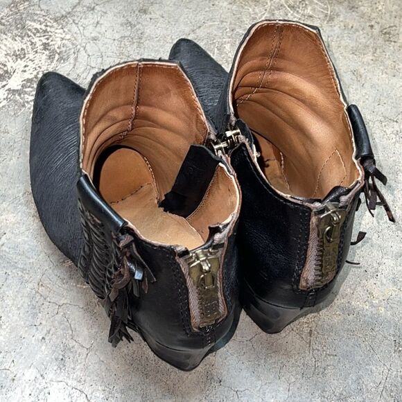 A.S 98 charcoal and black textured ankle boots with side fringe western style - Picture 8 of 8